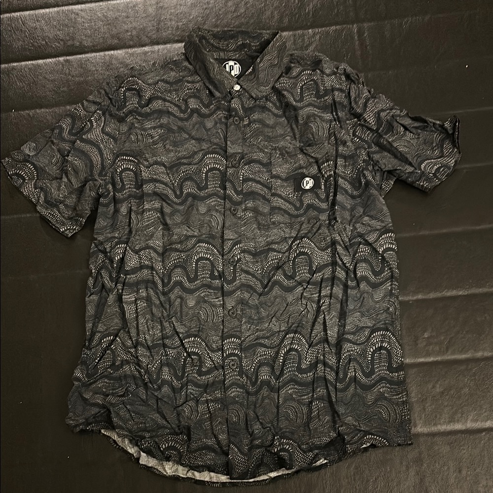 IPD Black Patterned Button Up Men's Shirt